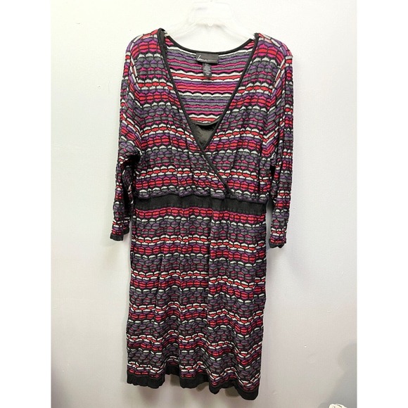 Lane Bryant Dresses & Skirts - Anthropologie Patterned Pink and Black Wrap-Style Dress